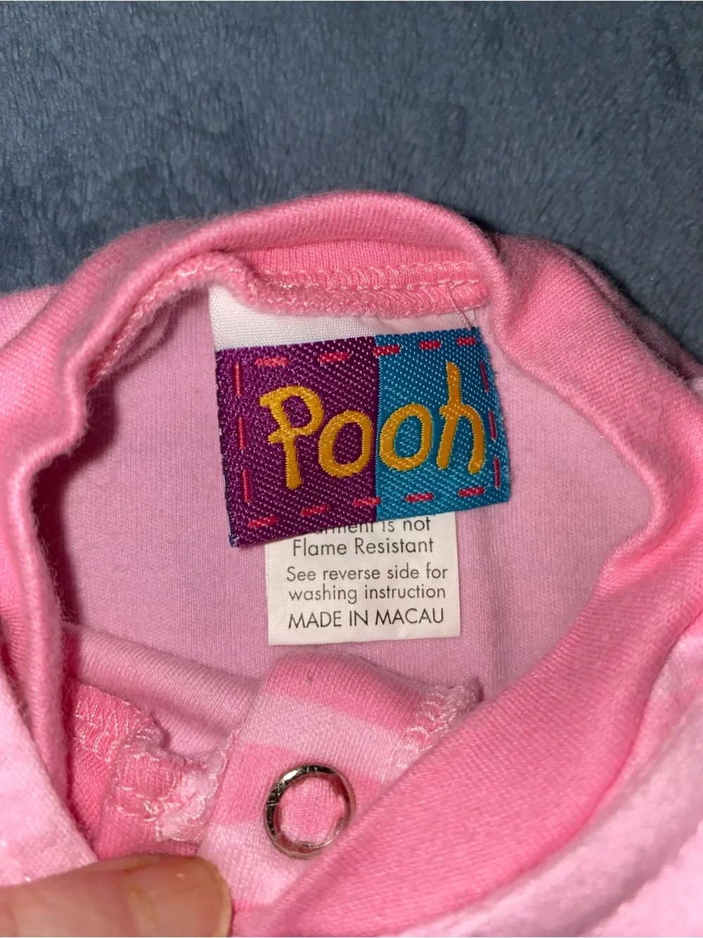 Vtg Y2K Disney Winnie the Pooh Piglet Pink Striped Footed PJs for Baby w/bib